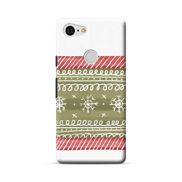 Winter Pattern with Snowflakes and Red Stripes Google Pixel 3 XL Hard Case
