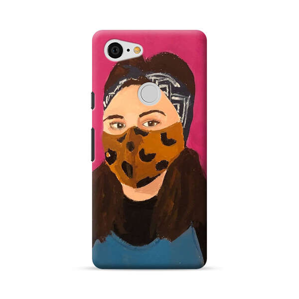 Woman Leopard Print Face Mask Google Pixel 3 XL Hard Case