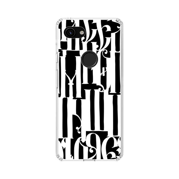 Abstract Black and White Pattern with Ornamental Letters Google Pixel 3a Case