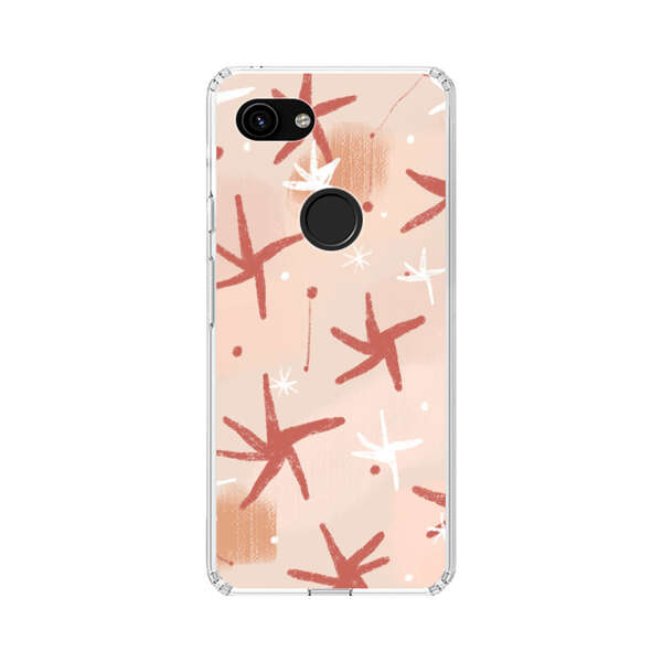 Abstract Star Pattern Red and White on Beige Background Google Pixel 3a Case