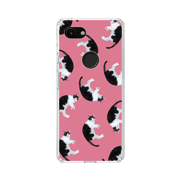 Black and White Cats Pattern on Pink Background Google Pixel 3a Case