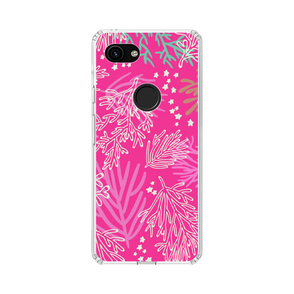Bright Pink Tropical Leaf Pattern Google Pixel 3a Case