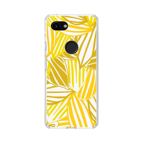Bright Yellow Striped Tropical Leaves Pattern Google Pixel 3a Case