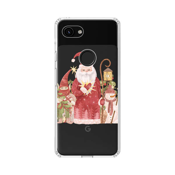 Christmas Santa Elf Snowman Festive Illustration Google Pixel 3a Case