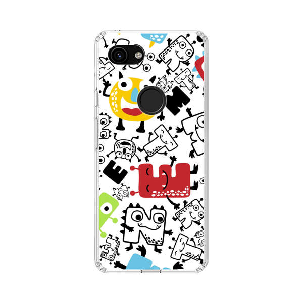 Colorful Cartoon Monsters Letters Pattern Google Pixel 3a Case