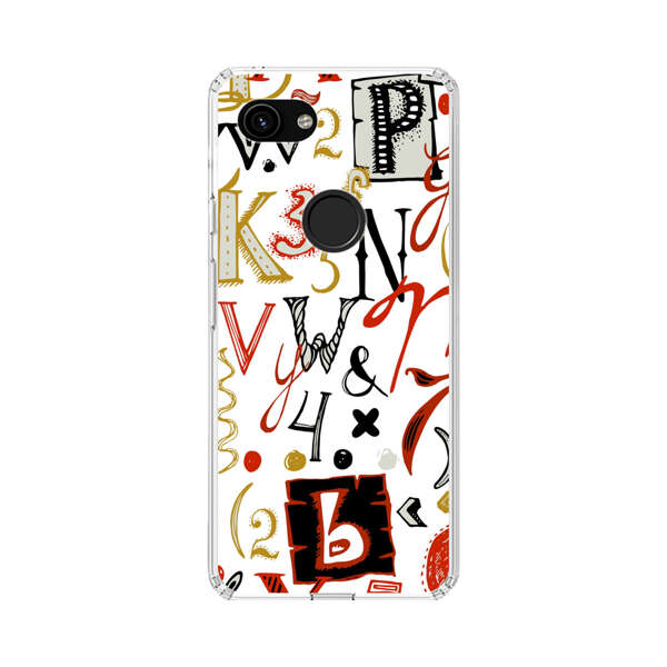 Colorful Hand Drawn Letters and Numbers Pattern Google Pixel 3a Case