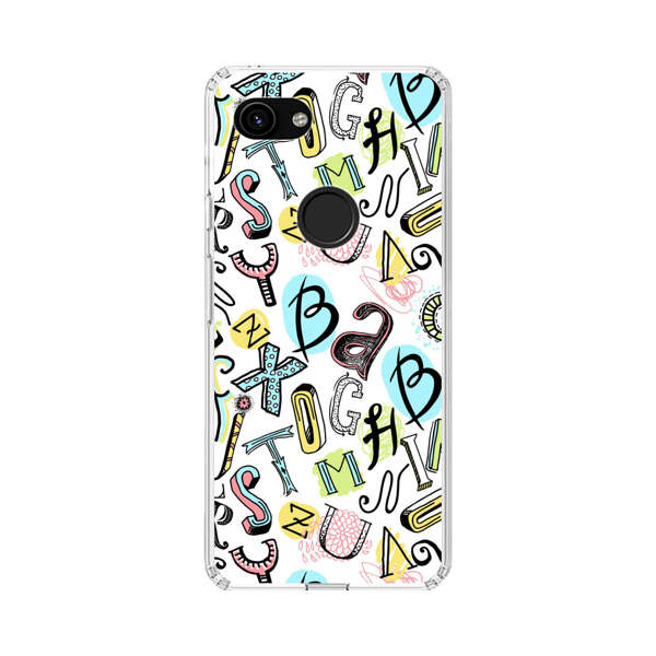 Colorful Scattered Alphabet Letters Pattern Google Pixel 3a Case