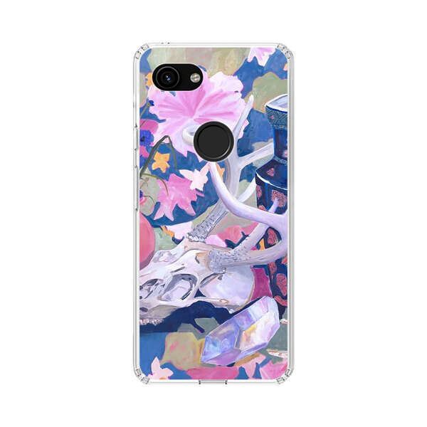 Floral Ornate Vases with Antlers Skull and Crystal Google Pixel 3a Case