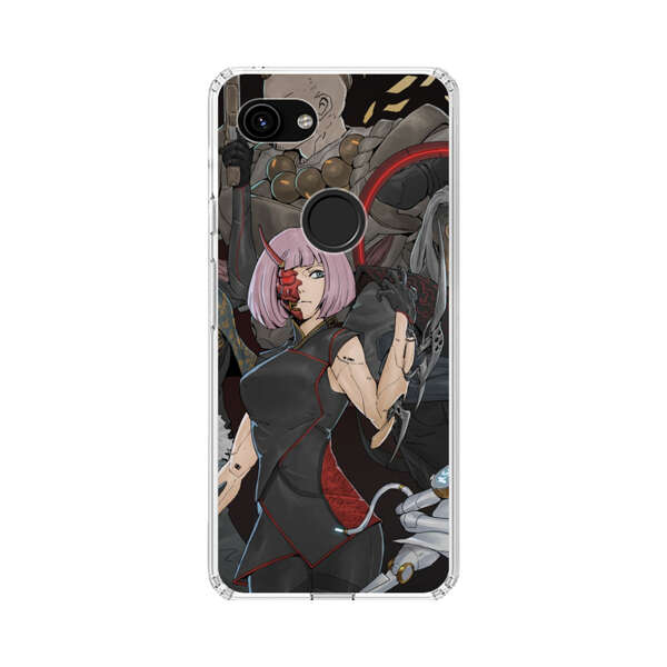 Futuristic Cyberpunk Warriors and Robotic Cat in Dynamic Pose Google Pixel 3a Case