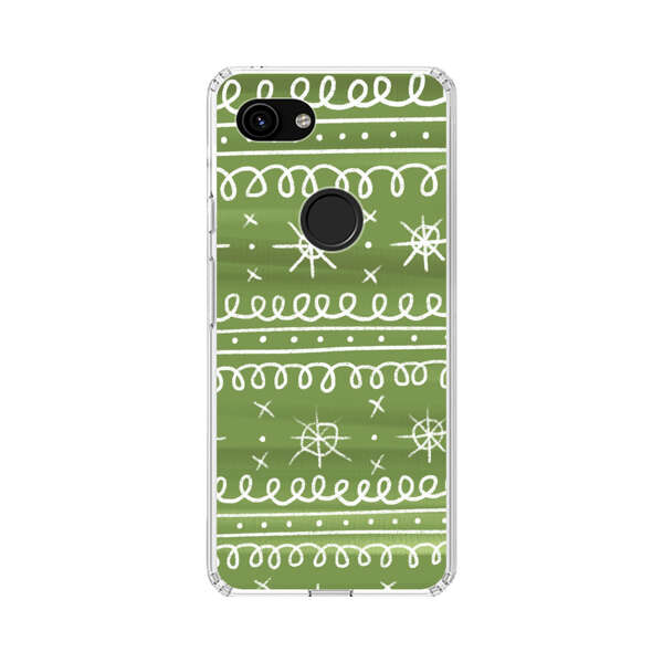Green White Stars Loop Pattern Google Pixel 3a Case