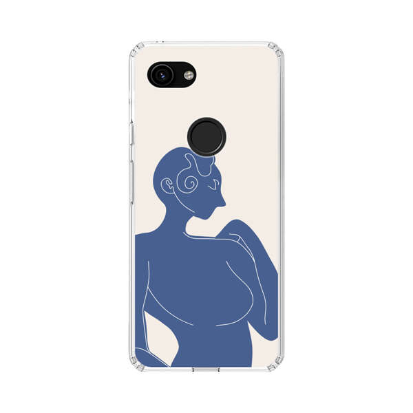 Minimalistic Abstract Female Silhouette Blue Google Pixel 3a Case