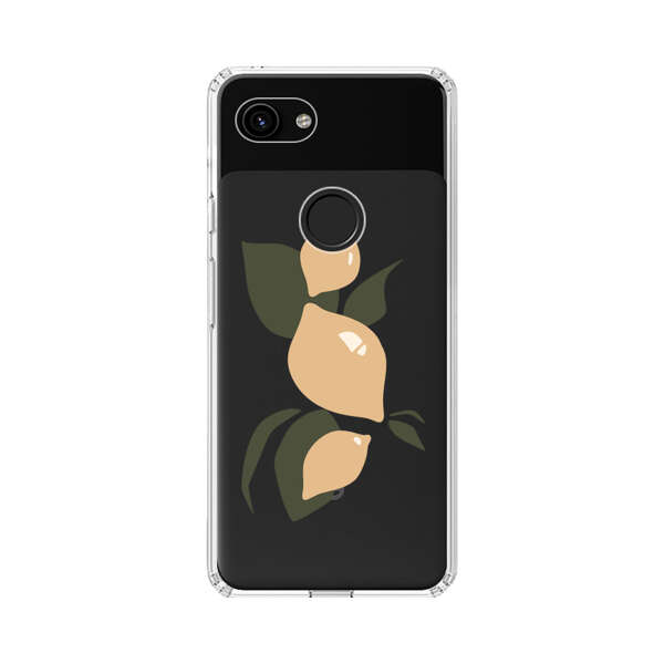 Minimalistic Beige Lemons with Green Leaves Google Pixel 3a Case