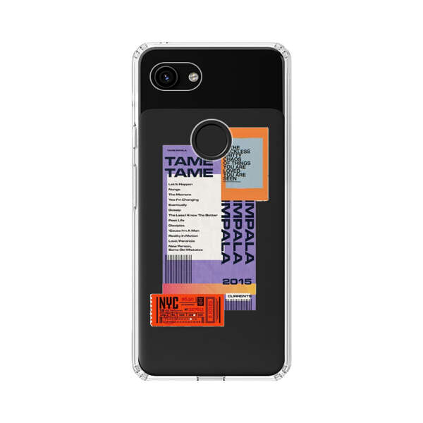 Modern Graphic Collage with Typography and Ticket Elements Google Pixel 3a Case