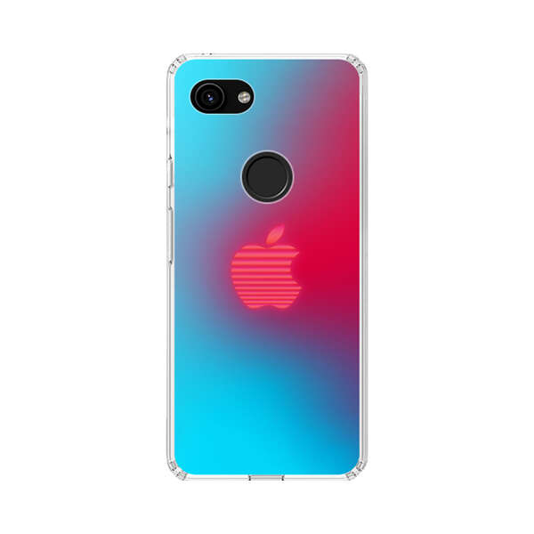 Neon Striped Apple Logo Gradient Background Google Pixel 3a Case