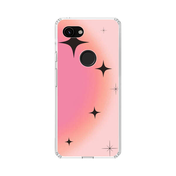 Pink Peach Gradient with Black Stars Google Pixel 3a Case