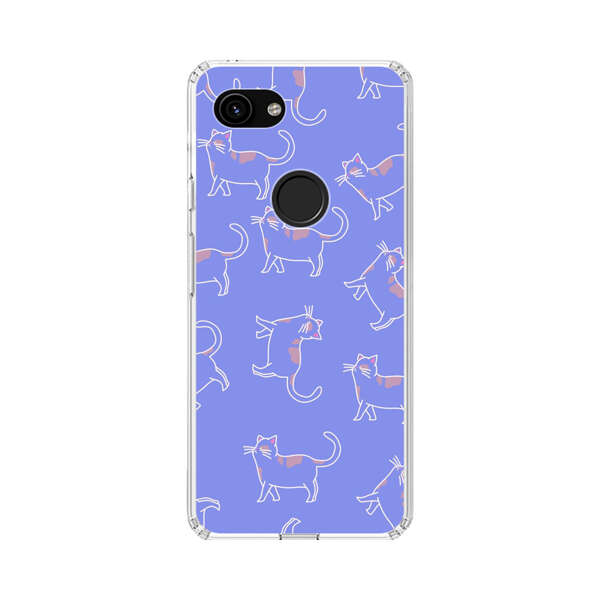 Playful Cartoon Cats on Purple Background Google Pixel 3a Case