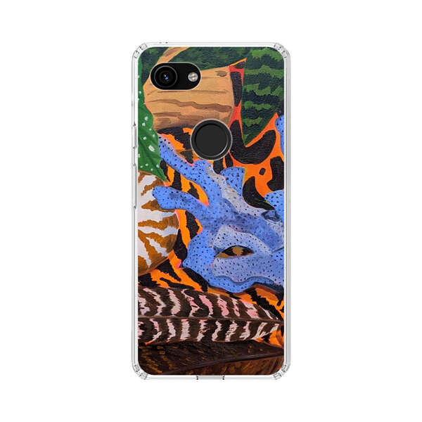 Tropical Coral Seashell Feathers on Tiger Pattern Google Pixel 3a Case