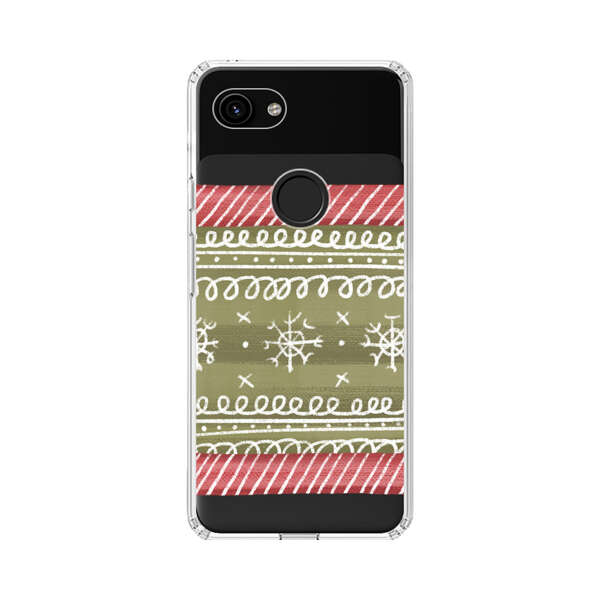 Winter Pattern with Snowflakes and Red Stripes Google Pixel 3a Case