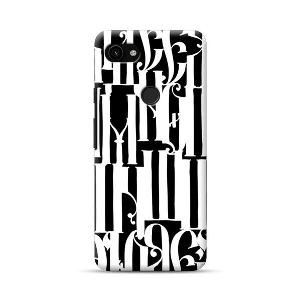 Abstract Black and White Pattern with Ornamental Letters Google Pixel 3a Hard Case