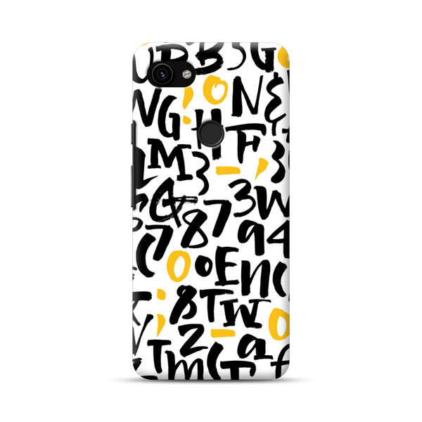 Abstract Typography Letter Number Pattern Google Pixel 3a Hard Case
