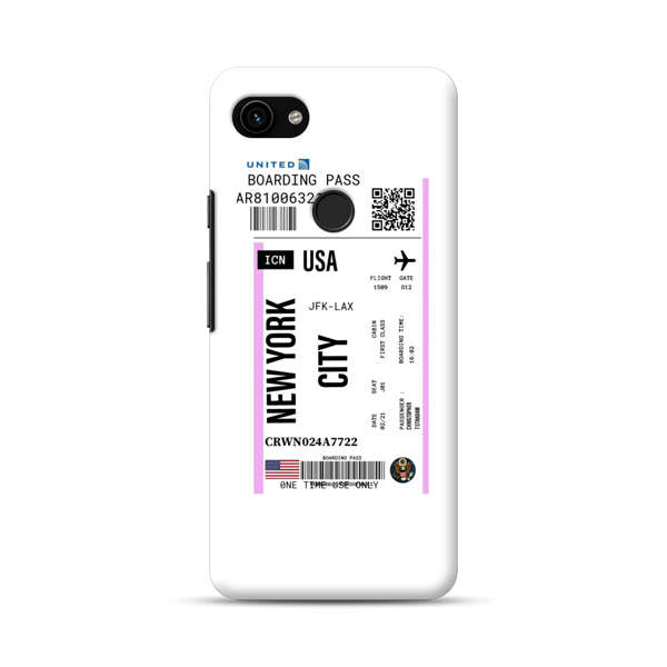 Boarding Pass New York City Flight Ticket Google Pixel 3a Hard Case