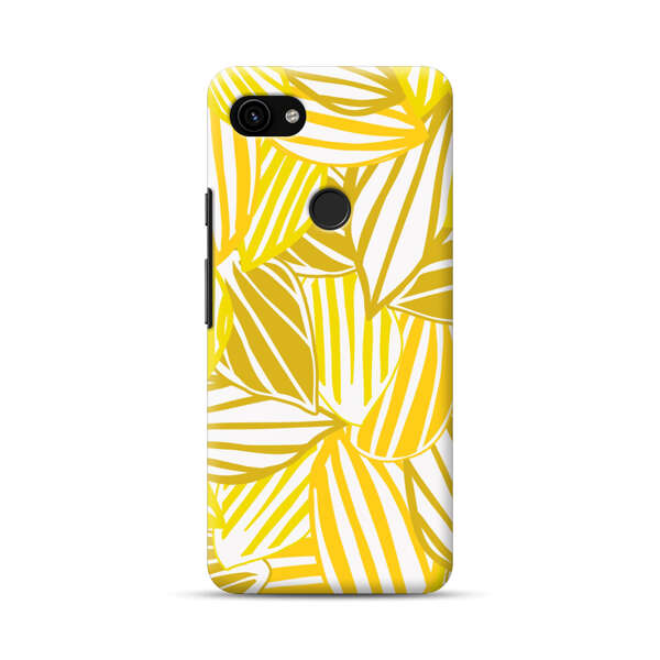 Bright Yellow Striped Tropical Leaves Pattern Google Pixel 3a Hard Case