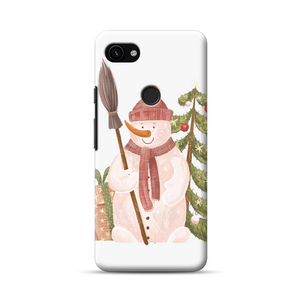 Charming Winter Snowman Illustration Google Pixel 3a Hard Case