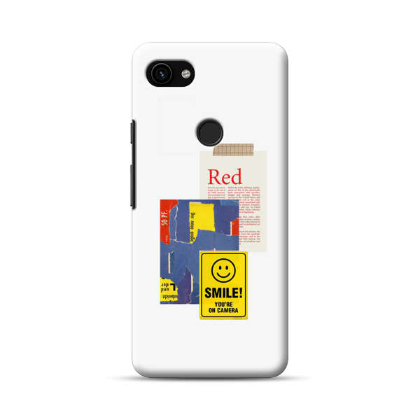 Collage Torn Paper Smiley Face Yellow Sign Google Pixel 3a Hard Case