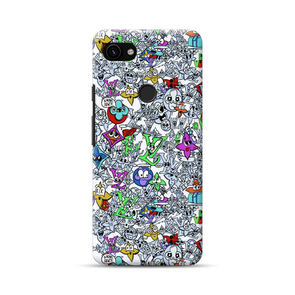 Colorful Cartoon Graffiti Pattern Google Pixel 3a Hard Case