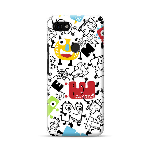 Colorful Cartoon Monsters Letters Pattern Google Pixel 3a Hard Case