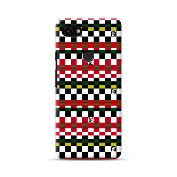 Colorful Checkerboard Stripes Pattern Google Pixel 3a Hard Case