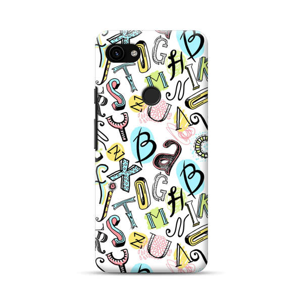 Colorful Scattered Alphabet Letters Pattern Google Pixel 3a Hard Case