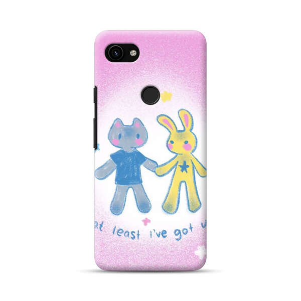 Cute Cat and Rabbit Holding Hands Google Pixel 3a Hard Case
