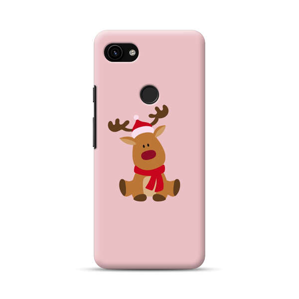Cute Reindeer with Santa Hat and Red Scarf Google Pixel 3a Hard Case