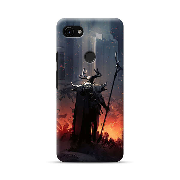 Dark Fantasy Warrior with Horned Helmet Google Pixel 3a Hard Case