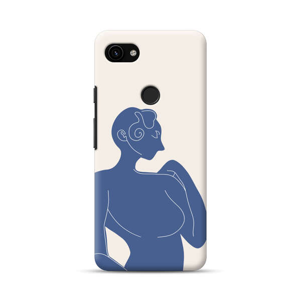 Minimalistic Abstract Female Silhouette Blue Google Pixel 3a Hard Case