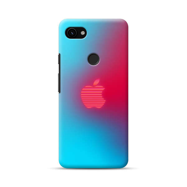Neon Striped Apple Logo Gradient Background Google Pixel 3a Hard Case