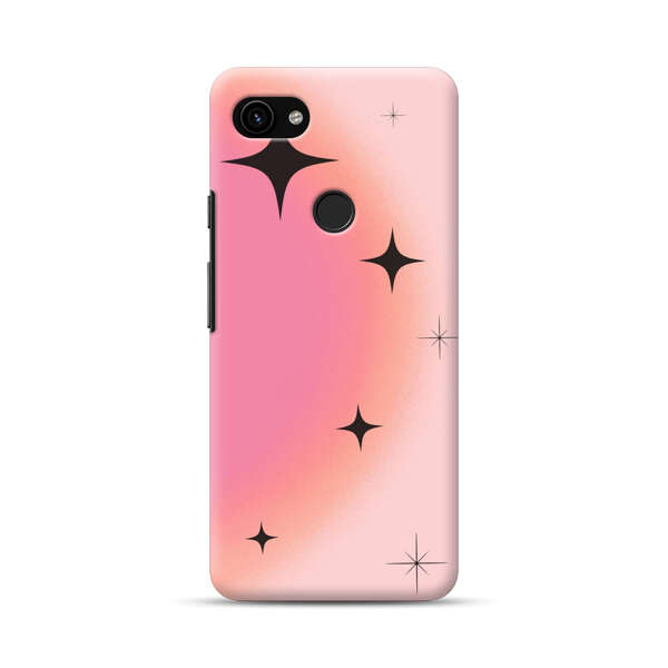 Pink Peach Gradient with Black Stars Google Pixel 3a Hard Case