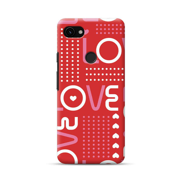 Red Love Typography Pattern Google Pixel 3a Hard Case