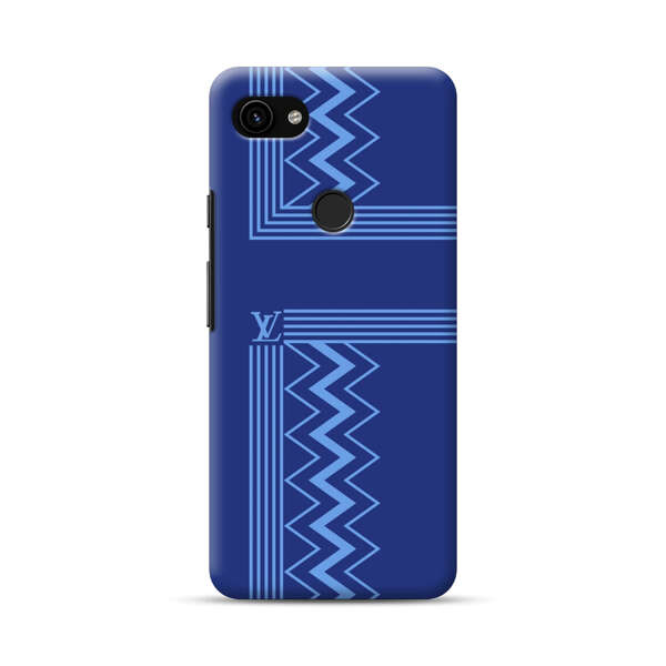 Stylish Geometric Zigzag Pattern in Blue Google Pixel 3a Hard Case