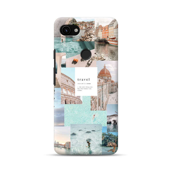 Travel Scenic Collage with Landmarks and Coastline Google Pixel 3a Hard Case