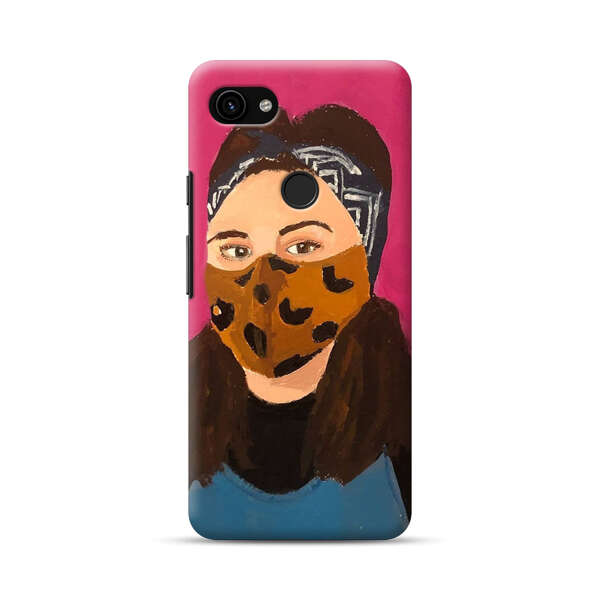 Woman Leopard Print Face Mask Google Pixel 3a Hard Case