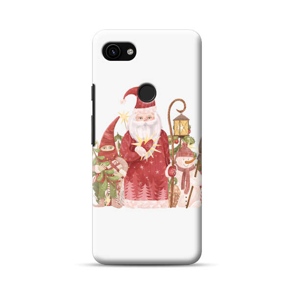 Christmas Santa Elf Snowman Festive Illustration Google Pixel 3a XL Hard Case