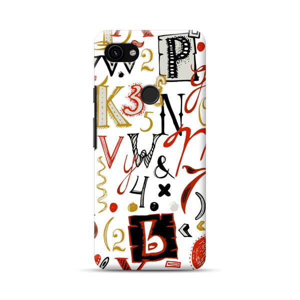 Colorful Hand Drawn Letters and Numbers Pattern Google Pixel 3a XL Hard Case