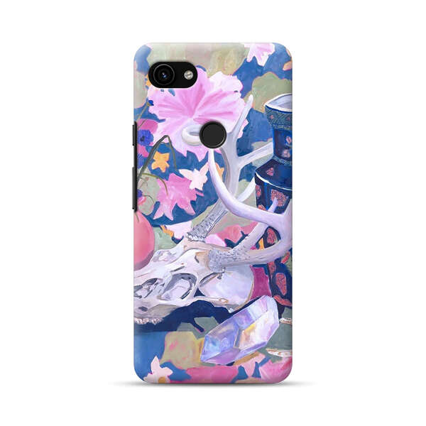 Floral Ornate Vases with Antlers Skull and Crystal Google Pixel 3a XL Hard Case