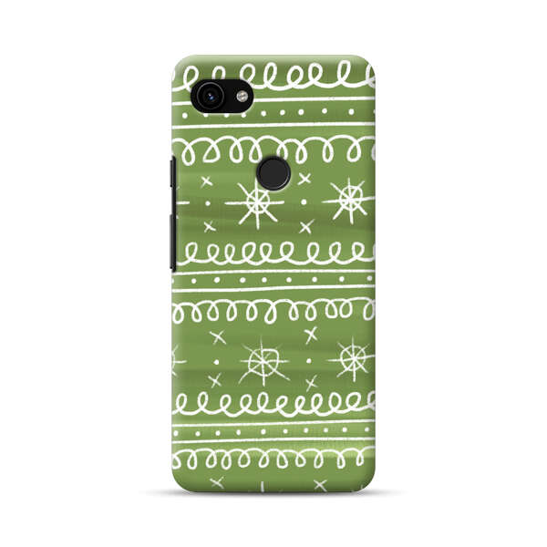 Green White Stars Loop Pattern Google Pixel 3a XL Hard Case