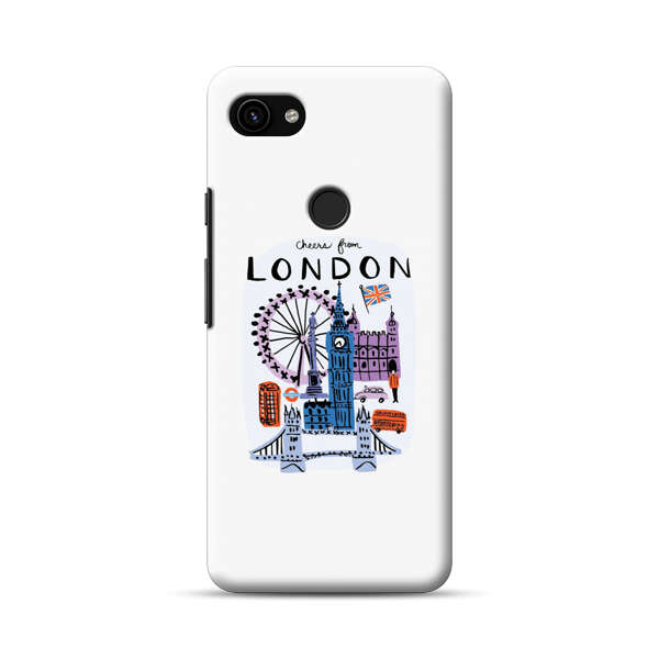 London Iconic Landmarks Illustration Google Pixel 3a XL Hard Case