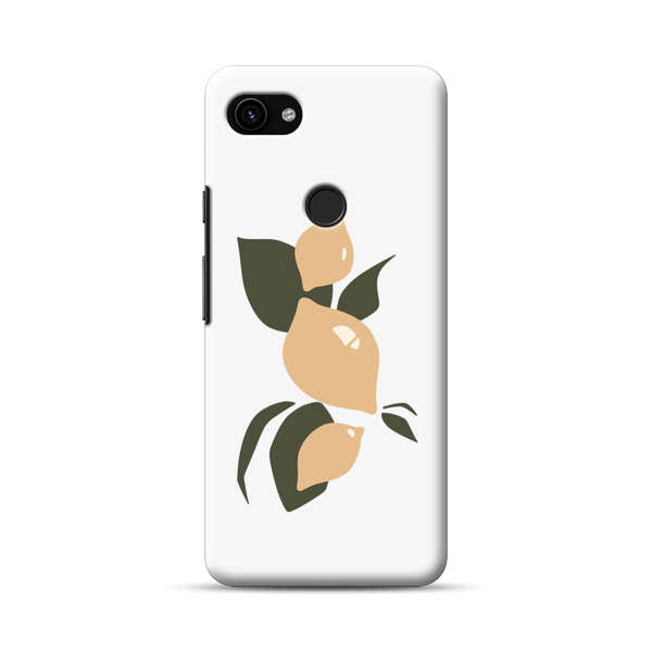 Minimalistic Beige Lemons with Green Leaves Google Pixel 3a XL Hard Case