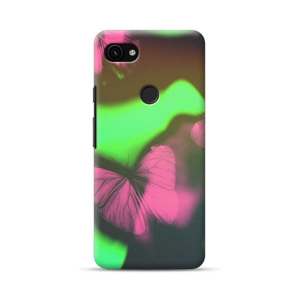 Pink Butterflies Green Background Google Pixel 3a XL Hard Case