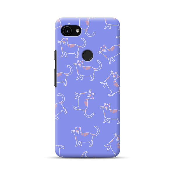 Playful Cartoon Cats on Purple Background Google Pixel 3a XL Hard Case
